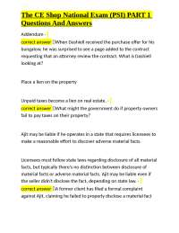 Real Estate National Exam (PSI) Part 1: Questions and Answers