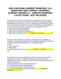 NSG 4100 EXAM 4 NEWEST EXAM 2025 | ALL QUESTIONS AND CORRECT ANSWERS | ALREADY GRADED A+