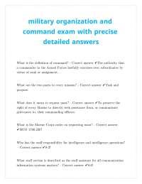 Military Organization and Command Exam: Marine Corps Q&A