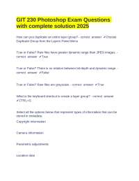 Photoshop Exam Questions and Answers: GIT 230 Study Guide