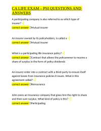 CA Life Insurance Exam: PSI Questions and Answers