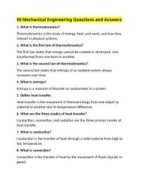 Mechanical Engineering: 50 Essential Questions & Answers