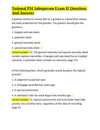 National PSI Real Estate Salesperson Exam II: Q&A Study Guide