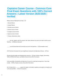 Captains Career Course: Military Decision Making Process (MDMP) Exam Questions and Answers