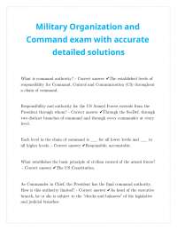 Military Organization and Command Exam with Detailed Solutions
