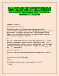 LA: 45 HOUR LREC POST-LICENSE COURSE EXAM  LATEST UPDATES -2025/2026- ACTUAL Q& A