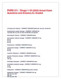 PHRD 511 - Drugs 1-10 (2025) Actual Exam Questions and Answers A+ Graded.pdf