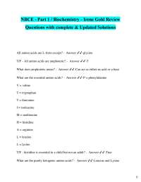 Biochemistry Review: Amino Acids, Proteins, and Vitamins