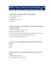 Illinois Notary Final Exam – Complete Answer Key (50 Questions) | Updated for 2026
