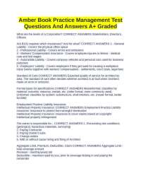 Amber Book Practice Management Test Questions And Answers A+ Graded