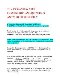 Texas Wastewater Treatment Examination: Questions and Answers