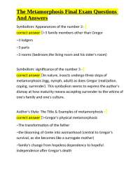 The Metamorphosis: Exam Questions and Answers for Literary Analysis