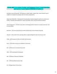 Florida BRT Corrections Exam: Facility & Equipment Q&A 2024/2025