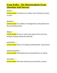 The Metamorphosis by Franz Kafka: Exam Questions and Answers