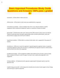 Basic Appraisal Procedures-Study Guide Questions and Answers 100% pass | graded  A+ assump