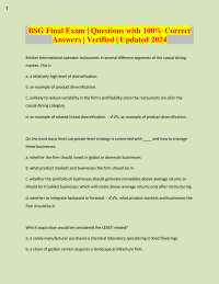 BSG Final Exam | Questions with 100% Correct  Answers | Verified | Updated 2024 Brinker In