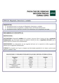 Introducir/recordar los conceptos de Magnitudes, dimensiones y unidades. Introducir/reco