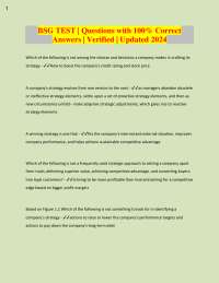 BSG TEST | Questions with 100% Correct  Answers | Verified | Updated 2024 Which of the fol