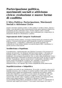 Riassunto, Riassunto: L'Altra Politica - Movimenti Sociali e Attivismo Civico