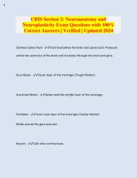 CBIS Section 2: Neuroanatomy and  Neuroplasticity Exam Questions with 100%  Correct Answer