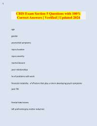 CBIS Exam Section 5 Questions with 100%  Correct Answers | Verified | Updated 2024 age gen