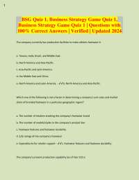 BSG Quiz 1, Business Strategy Game Quiz 1,  Business Strategy Game Quiz 1 | Questions with