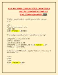 AAPC CPB FINAL EXAM 2025-2026 UPDATE WITH  200+ QUESTIONS WITH COMPLETE  SOLUTIONS GUARANT