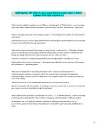 Anthropology 101 Exam Questions and Answers: Globalization, Exchange, and Migration
