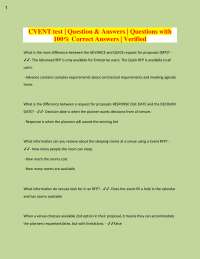 CVENT test | Question & Answers | Questions with  100% Correct Answers | Verified What is