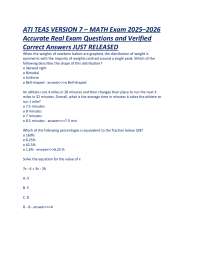 ATI TEAS VERSION 7 – MATH Exam 2025–2026 Accurate Real Exam Questions and Verified Correct