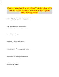 Medical Law and Ethics: Test Questions and Answers