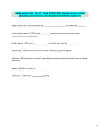 Food Foraging Societies: Anthropology 101 Exam Prep