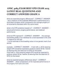 Beef Cattle EPD Exam: Latest Questions and Answers for Animal Science Students