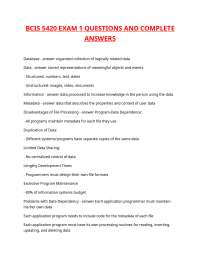 Database Concepts and Systems: Exam Q&A for BCIS 5420