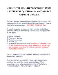 ATI Mental Health Proctored Exam | Latest Real Questions and Correct Answers – Grade A
