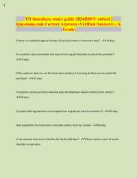 Tennessee Timeshare Exam Study Guide 2024: Questions and Verified Answers