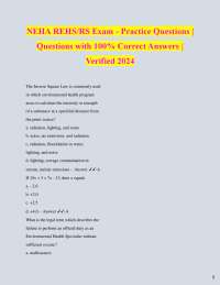 Environmental Health Exam Practice Questions 2024