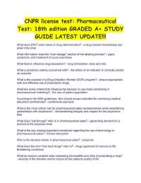 CNPR license test- Pharmaceutical Test- 18th edition GRADED A+ STUDY GUIDE LATEST UPDATE!!