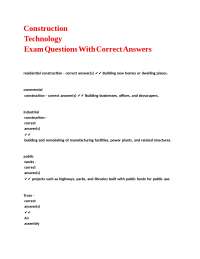 Construction Technology Exam Questions With Correct Answers