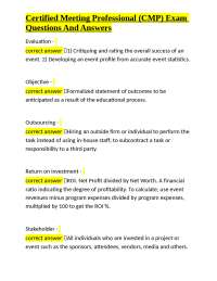 CMP Exam Prep: Questions and Answers for Certified Meeting Professionals