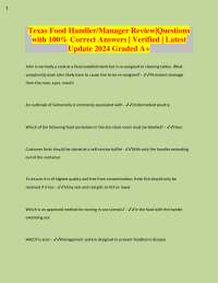 Texas Food Handler & Manager Certification Exam: Q&A Review 2024