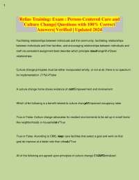 Person-Centered Care and Culture Change Exam Questions