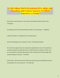 CCHT DaVita Hemodialysis Practice Exam 2024: 150 Q&A