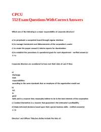 CPCU 552 Exam Questions With Correct Answers