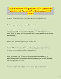 Hemodialysis Practice Test Questions and Answers 2024