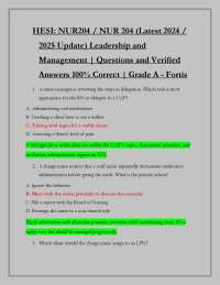 HESI: NUR204 / NUR 204 (Latest 2024 /  2025 Update) Leadership and  Management | Questions