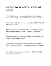 Costco Food Safety Exam Questions and Answers