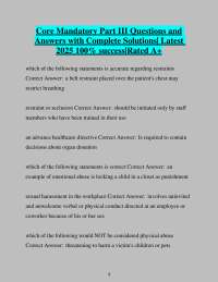 Core Mandatory Part III Questions and Answers with Complete Solutions| Latest  2025 100% s