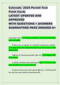 Colorado 2025 Permit Test  Flash Cards LATEST UPDATED AND  APPROVED WITH QUESTIONS + ANSWE