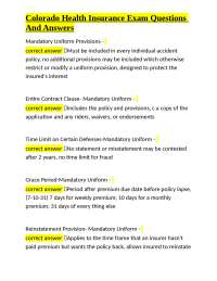 Colorado Health Insurance Exam Q&A: Policy Provisions Study Guide